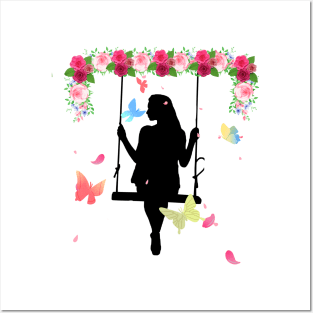 Rocking chair with flowers Posters and Art